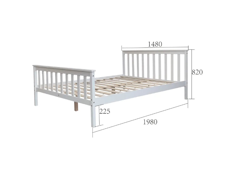 LIT BATNA EN BOIS BLANC 140x190cm