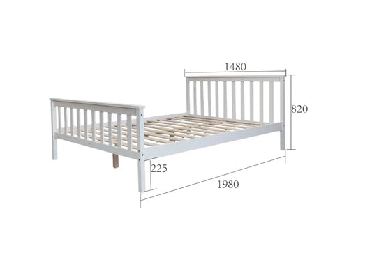 LIT BATNA EN BOIS BLANC 140x190cm