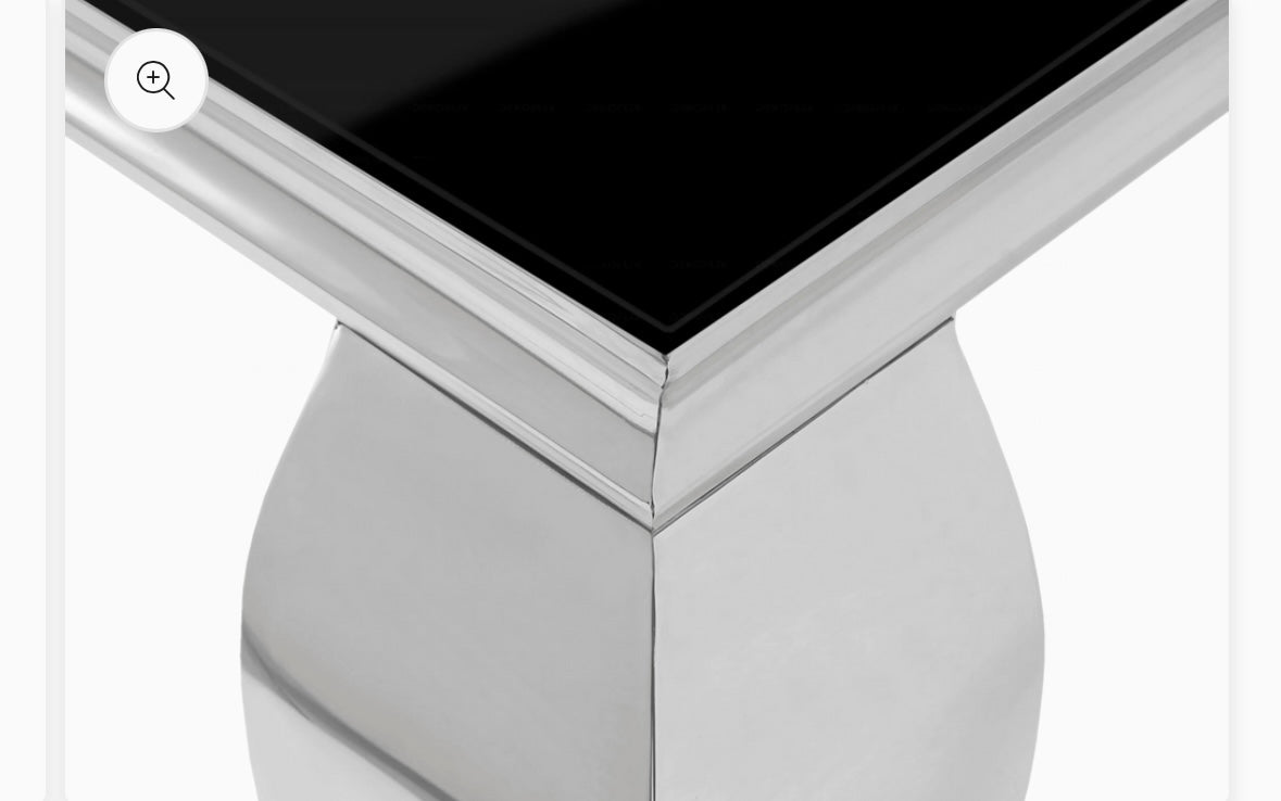 TABLE BASSE BAROQUE CARREE CHROME VERRE NOIR 100x100x45cm