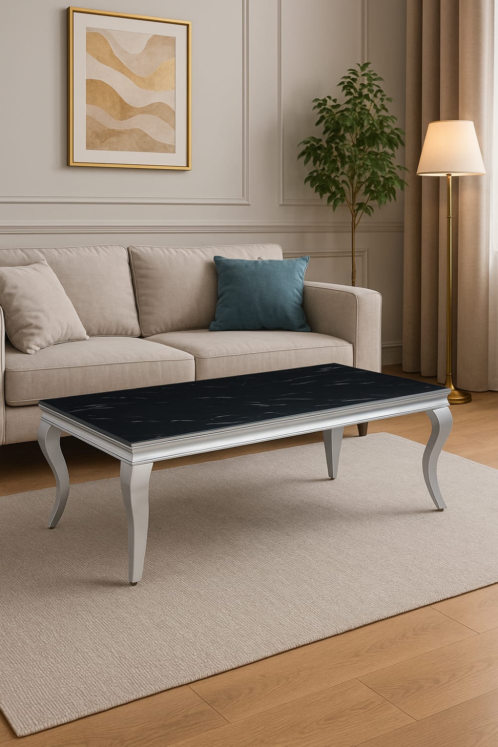 Table basse BAROQUE Chrome 120x60x45 cm