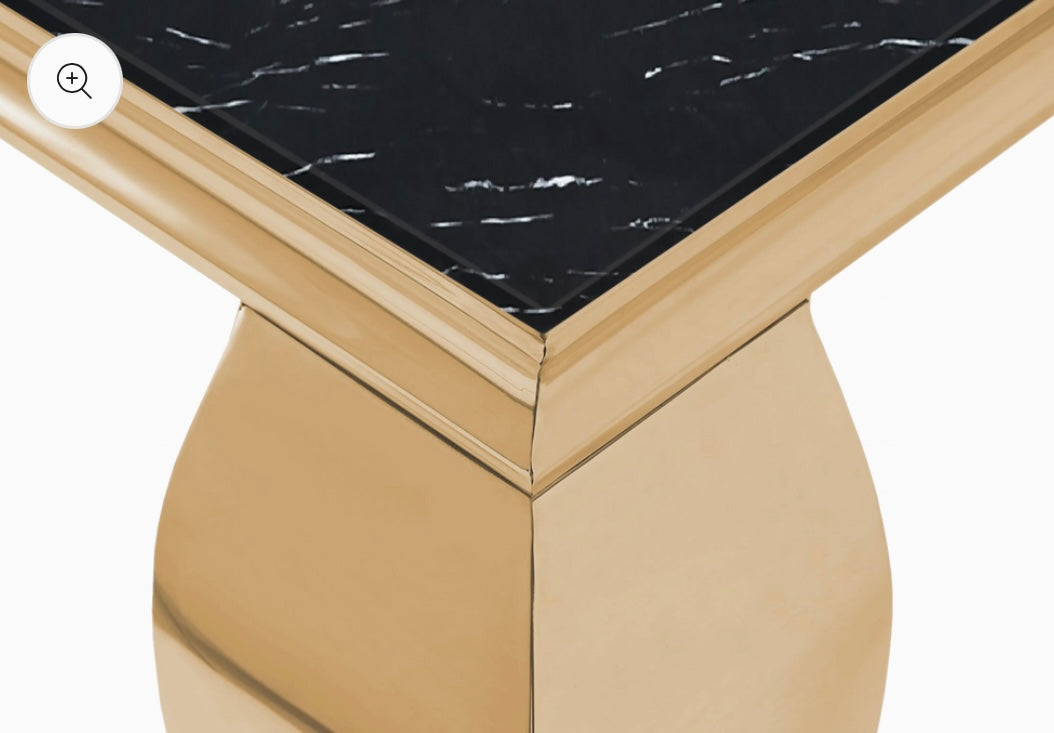 TABLE BASSE BAROQUE CARREE GOLD MARBRE NOIR 100x100x45cm