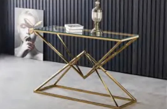 CONSOLE PYRAMIDE GOLD TRANSPARENT 120x40x78 cm