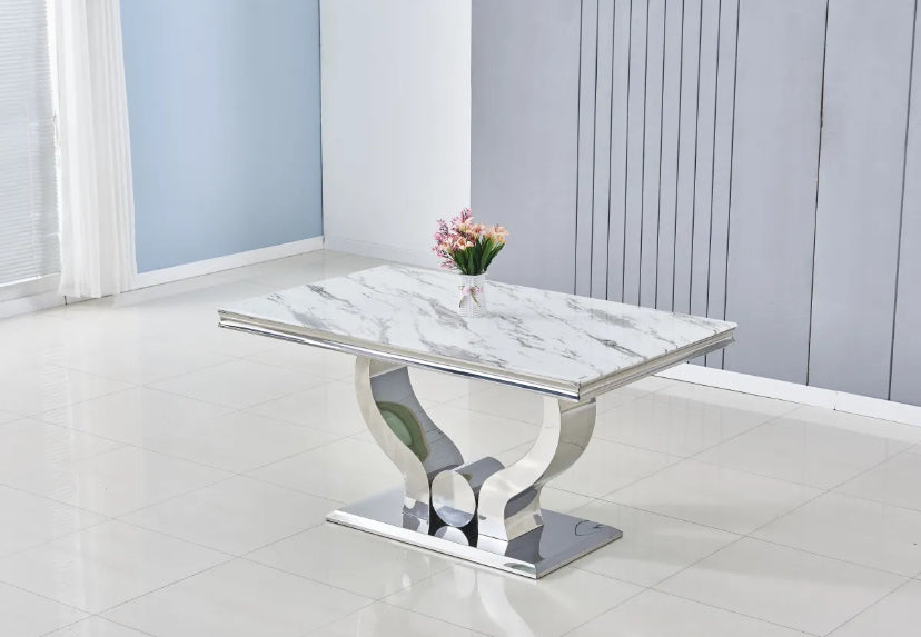 TABLE REPAS TROFY MARBRE BLANC 150x90x75 cm