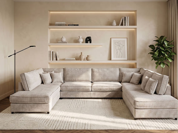 Canapé panoramique Brussel beige tissu Marbella