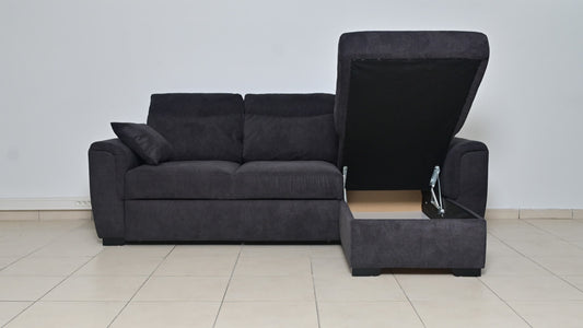 CANAPE AMALFI CONVERTIBLE ANGLE REVERSIBLE TISSUS ANTHRACITE WATERPROOF 238X155CM