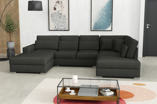 CANAPE BRISTOL EN Panoramique en U VELOURS ANTHRACITE 400x230x94cm