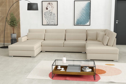 CANAPE BRISTOL EN Panoramique en U VELOURS BEIGE 400x230x94cm