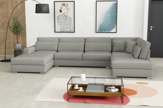 CANAPE BRISTOL EN Panoramique en U VELOURS GRIS 400x230x94cm
