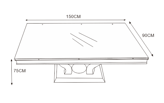 TABLE REPAS TROFY BLANC DE BLANC 150x90x75cm