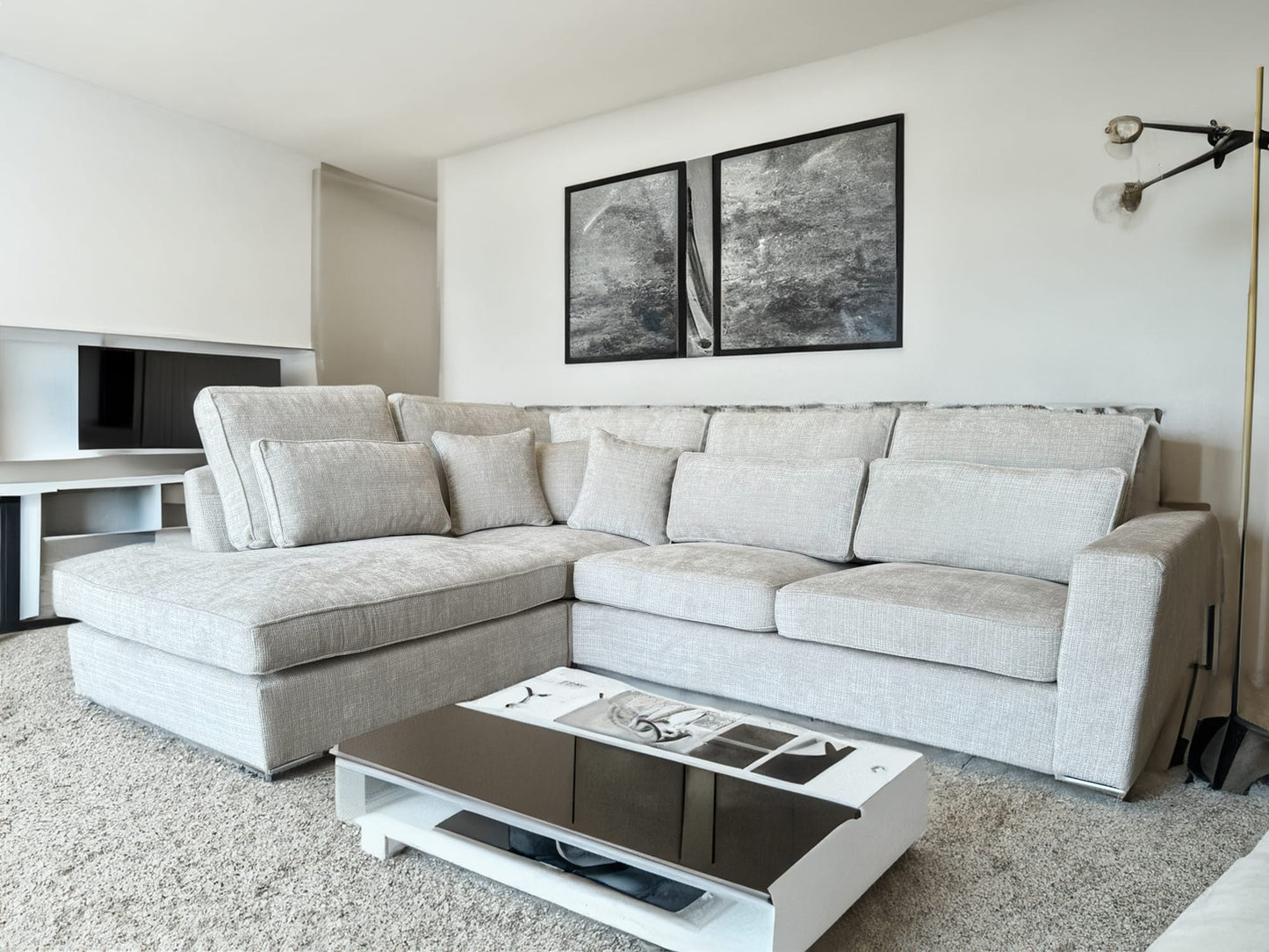 CANAPE MARBELLA ANGLE GAUCHE LIGHT GRIS 315X230cm