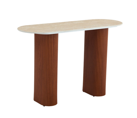 CONSOLE ROXY PIED NOISETTE PLATEAU CERAMIQUE TRAVERTIN MAT