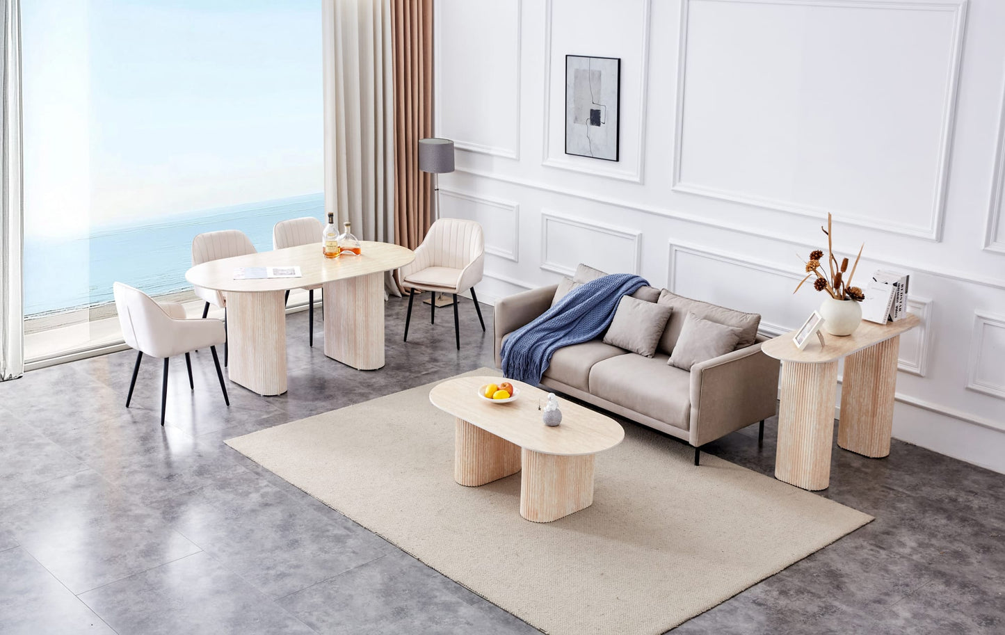 CONSOLE ROXY PIED TRAVERTIN PLATEAU CERAMIQUE TRAVERTIN MAT