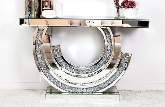 Meuble Console TOURBILLON Miroir et Strass Luxury 120x35x80 cm