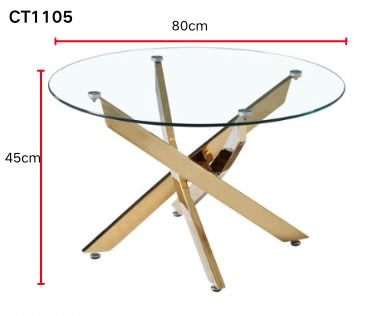 TABLE BASSE CARRE JESSY GOLD TRANSPARENT 80x80cm