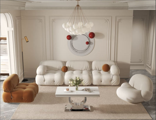 TABLE BASSE INVICTUS CHROME BLANC DE BLANC 120X60CM