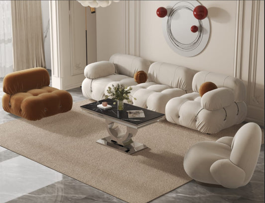 TABLE BASSE INVICTUS CHROME MARBRE NOIR 120x60 cm