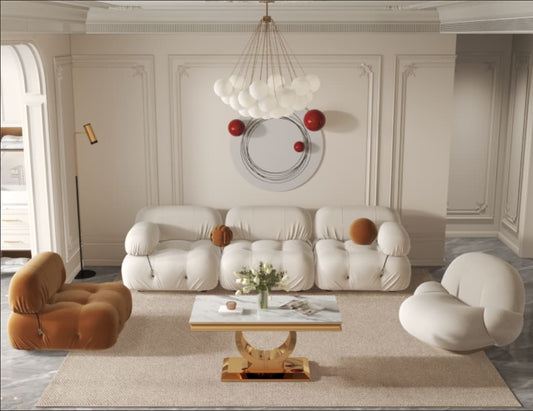 TABLE BASSE INVICTUS GOLD MARBRE BLANC 120x60 cm