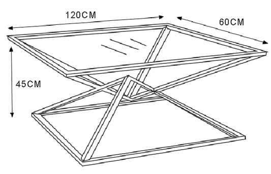 TABLE BASSE PYRAMIDE RECTANGLE GOLD MARBRE NOIR 120x60cm
