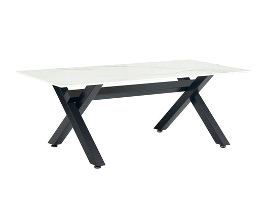 TABLE BASSE IXE METAL MARBRE BLANC 120x60x45cm