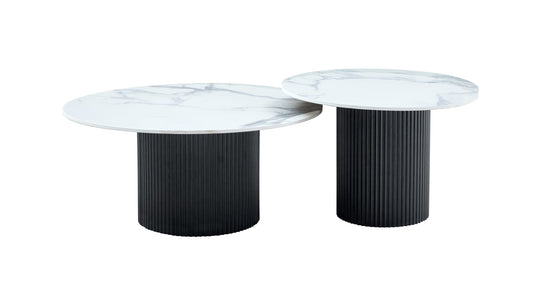 Table basse mina pied metal noir plateau ceramique marbre blanc