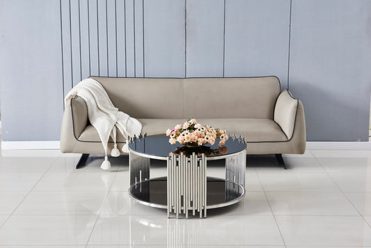 TABLE BASSE STICK CHROME MARBRE NOIR 90 x 45 CM