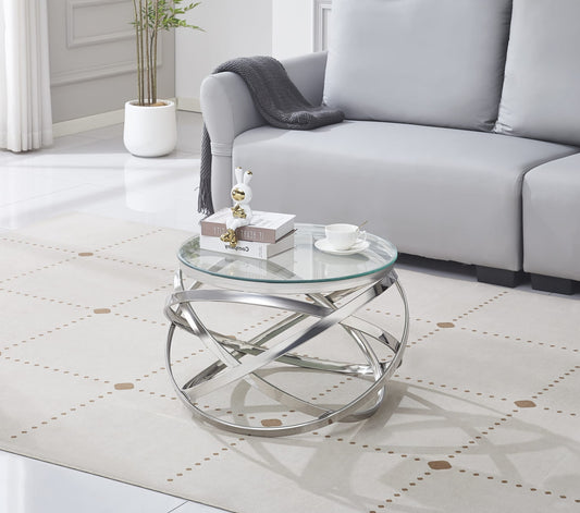 TABLE BASSE EVOL CHROME TRANSPARENT 60 CM