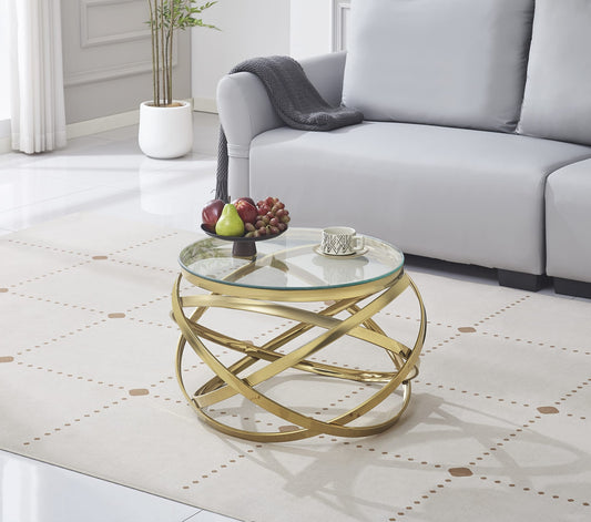 TABLE BASSE EVOL GOLD TRANSPARENT 60 CM