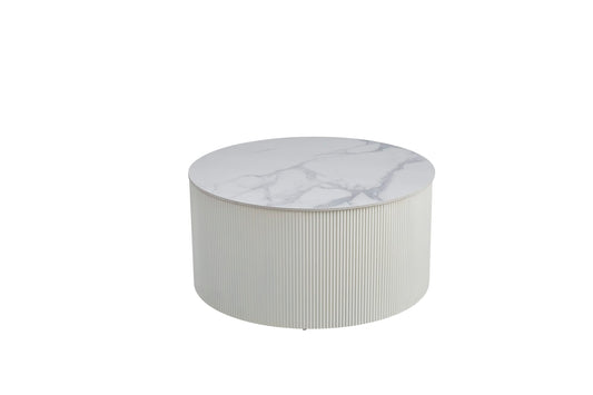 TABLE BASSE VALMY PIEDS BEIGE PLATEAU CERAMIQUE MARBRE BLANC 90X45