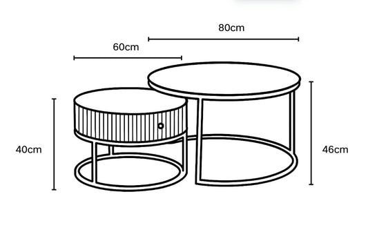 TABLE BASSE GIGOGNE SAMIRA METAL NOIR TIROIR CERAMIQUE MARBRE BLANC 80+60CM