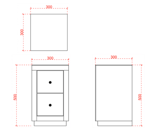 CHEVET ADEL EN VERRE MIROIR DEUX TIROIRS 30x30x50CM