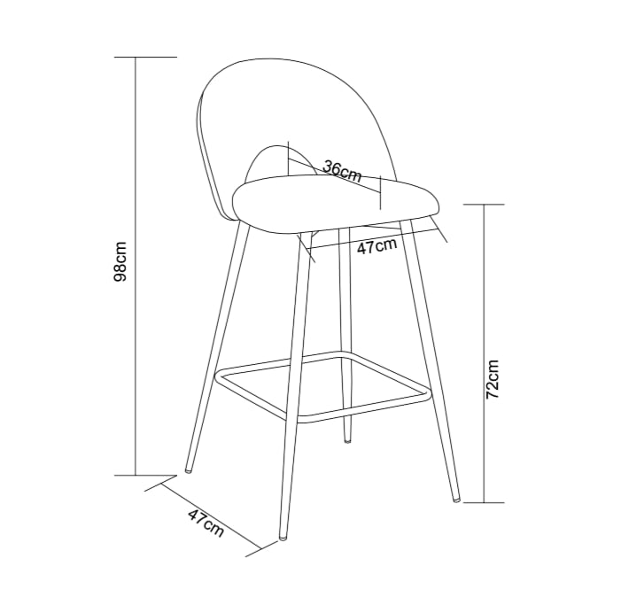 TABOURET DE BAR TEDDY PIED CHROME VELOURS TAUPE