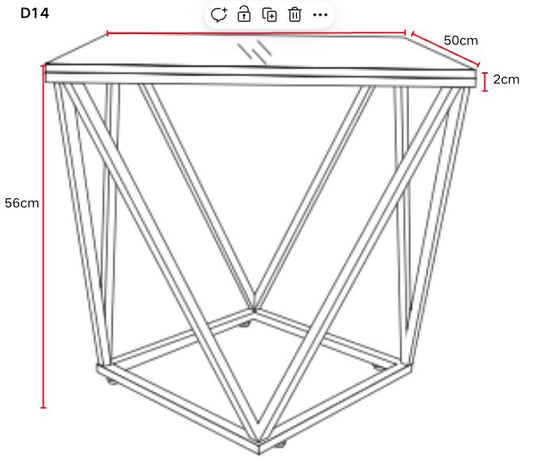 GUERIDON ALINA CHROME MARBRE NOIR 50x50 cm