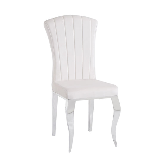 Chaises baroque louis pied chrome tissu velours beige