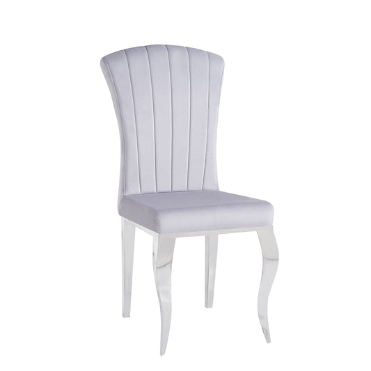 Chaises baroque Louis pied chrome tissu velours gris