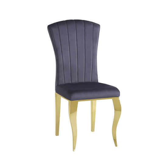 Chaises baroque Louis pied gold tissu velours ardoise gris