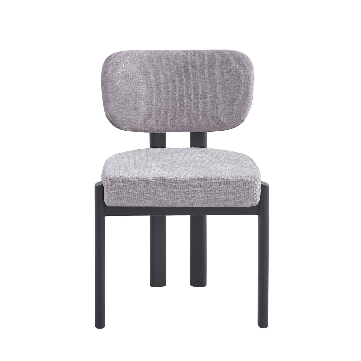 CHAISE BAGUETTE SERGE PIED METAL NOIR CHENILLE LIGHT GRIS