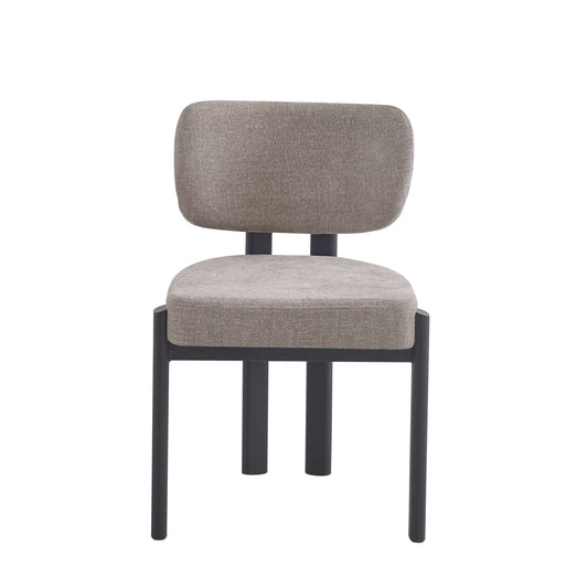 CHAISE BAGUETTE PIED METAL NOIR SERGE CHENILLE MOKA