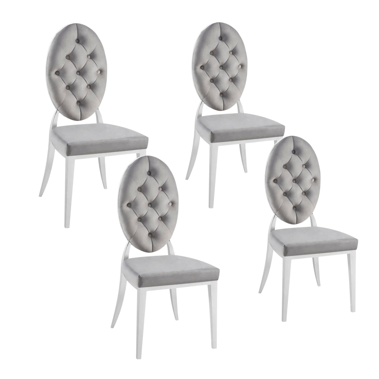 Lot de chaises MEDAILLON capitonnées chrome et velours
