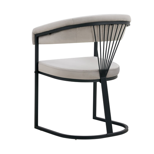 CHAISE AVEC ACCOUDOIR BRITTANY METAL NOIR VELOURS GRIS