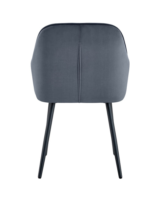 CHAISE PAMS PIED METAL NOIR VELOURS ANTHRACITE