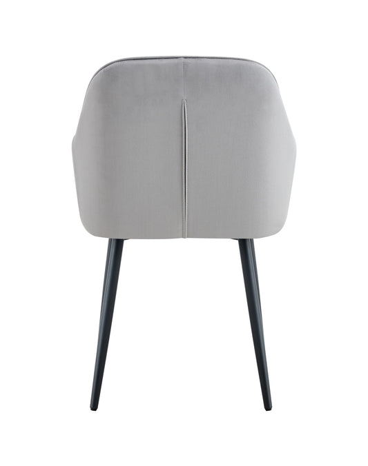 CHAISE PAMS PIEDS CHROME VELOURS GRIS