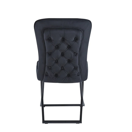 Lot de 4 chaises GABRIELLE Métal noir Velours Capitonné