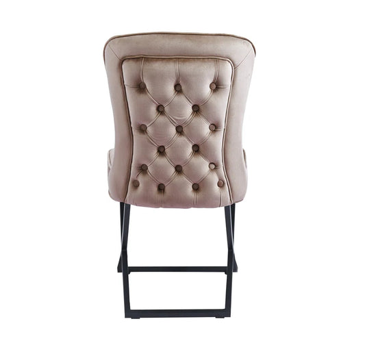 Lot de 4 chaises GABRIELLE Métal noir Velours Capitonné