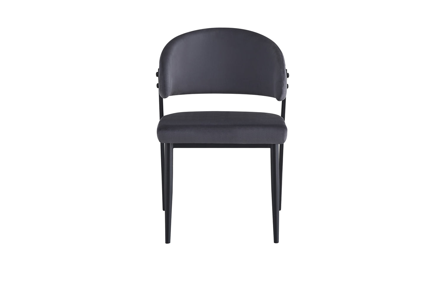 CHAISE LAMIA PIEDS METAL NOIR TISSU VELOURS ANTHRACITE