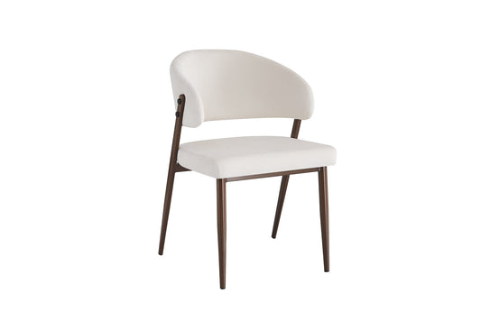 CHAISE LAMIA PIEDS EFFET NOYER TISSU VELOURS BEIGE