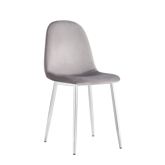 CHAISE SCANDINAVE VELOURS GRIS PIED CHROME