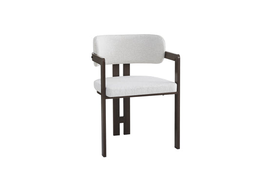 Chaise mellow pied effet noyer assise tweed latte