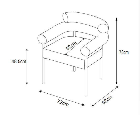 CHAISE AVEC ACCOUDOIR BULLE PIED CHROME DOUDOU BLANC