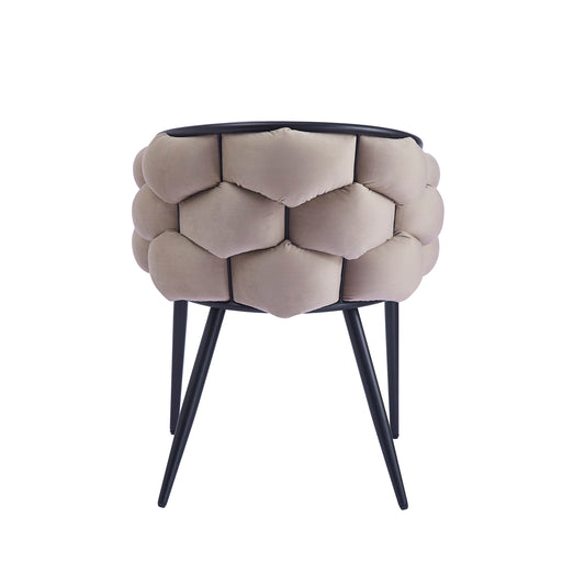 CHAISE AVEC ACCOUDOIR BALLON METAL NOIR VELOURS TAUPE