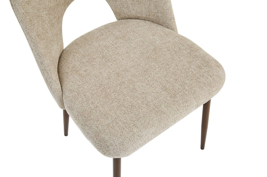 CHAISE TEDDY METAL EFFET NOYER ASSISES MARRON GLACE